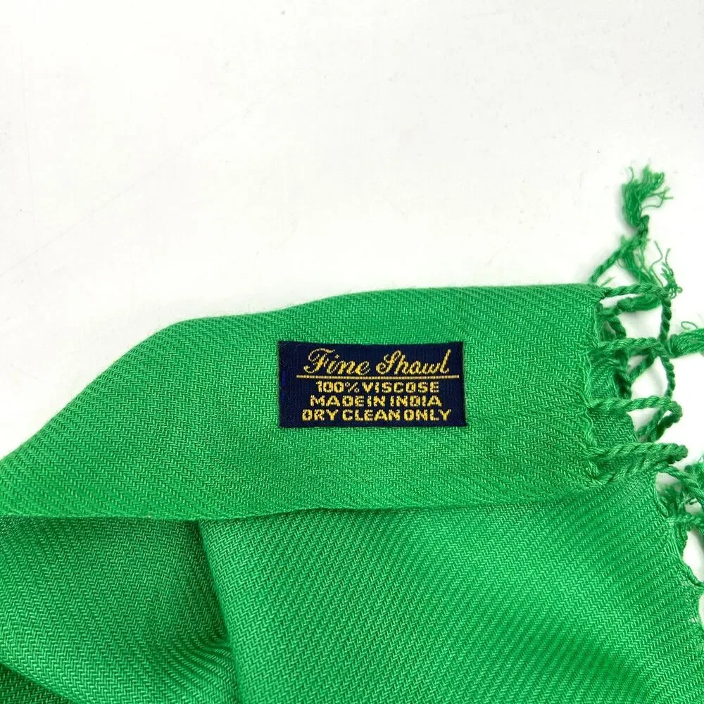 Set Of 2 Hot Pink Green Lightweight Viscose Fringe Shawl Scarf One Size